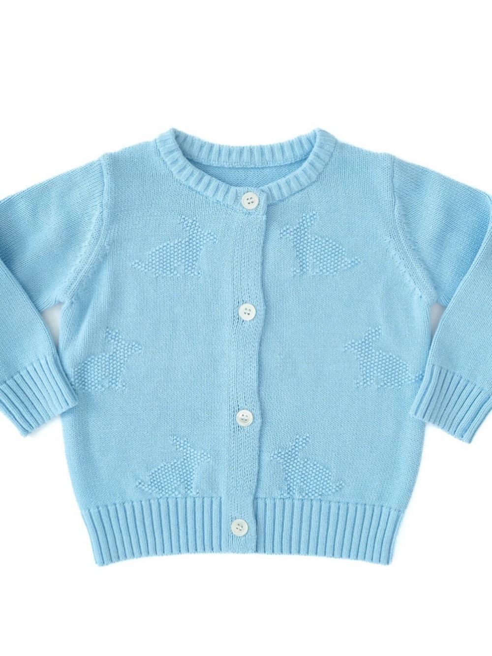 Ralph & Ruth Blue Bunny Easter Springtime Knit Cardigan, 12/18M, NWT